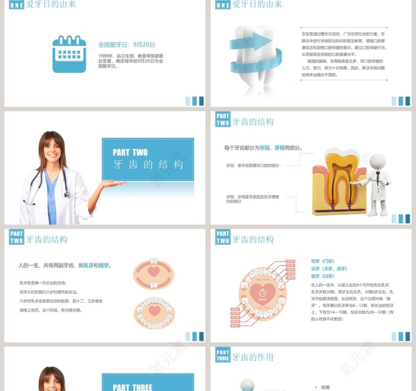 白色简约清新关爱牙齿健康PPT 第2张