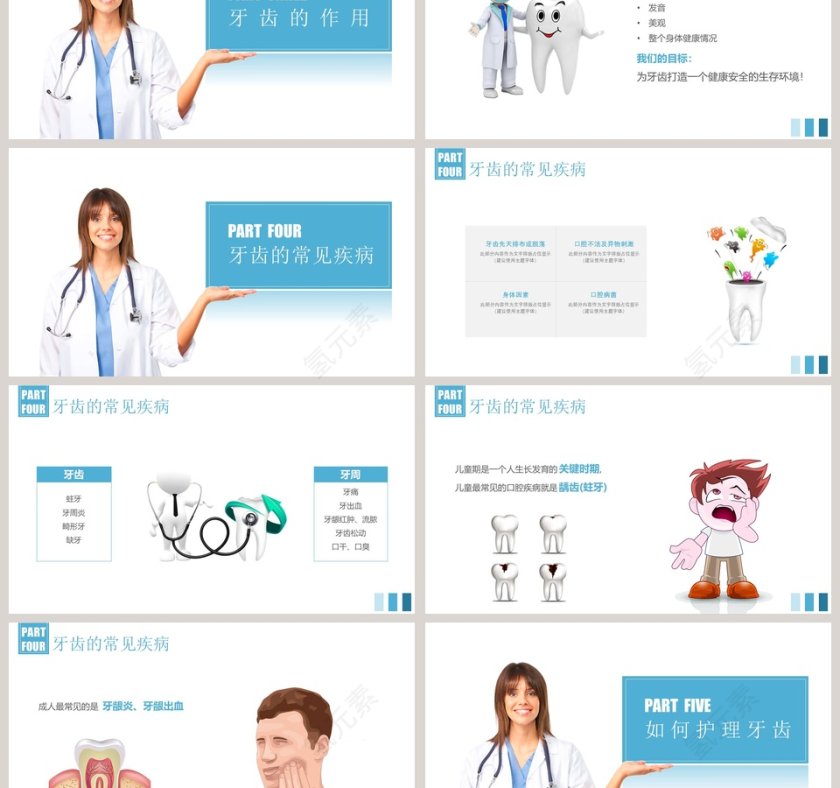 白色简约清新关爱牙齿健康PPT 第3张