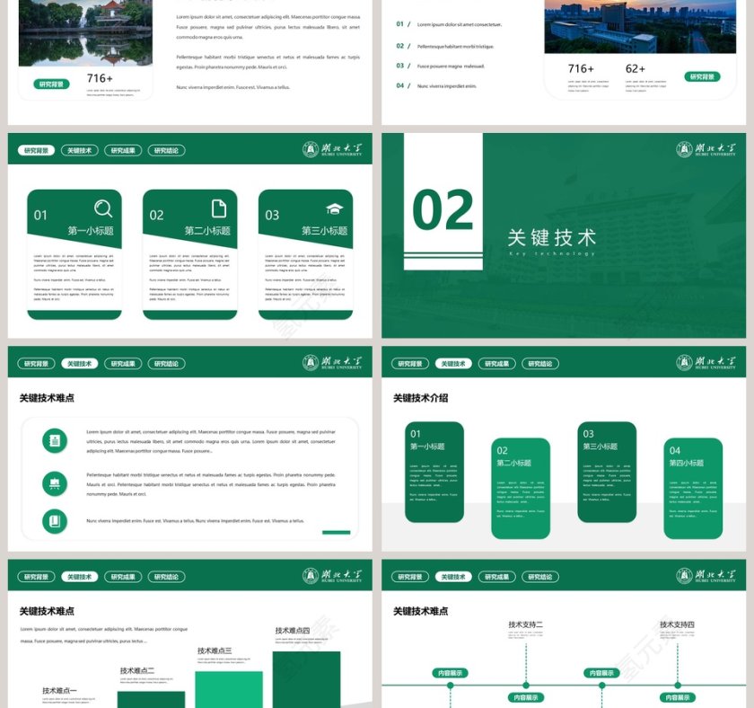 湖北大学答辩通用PPT模板第3张