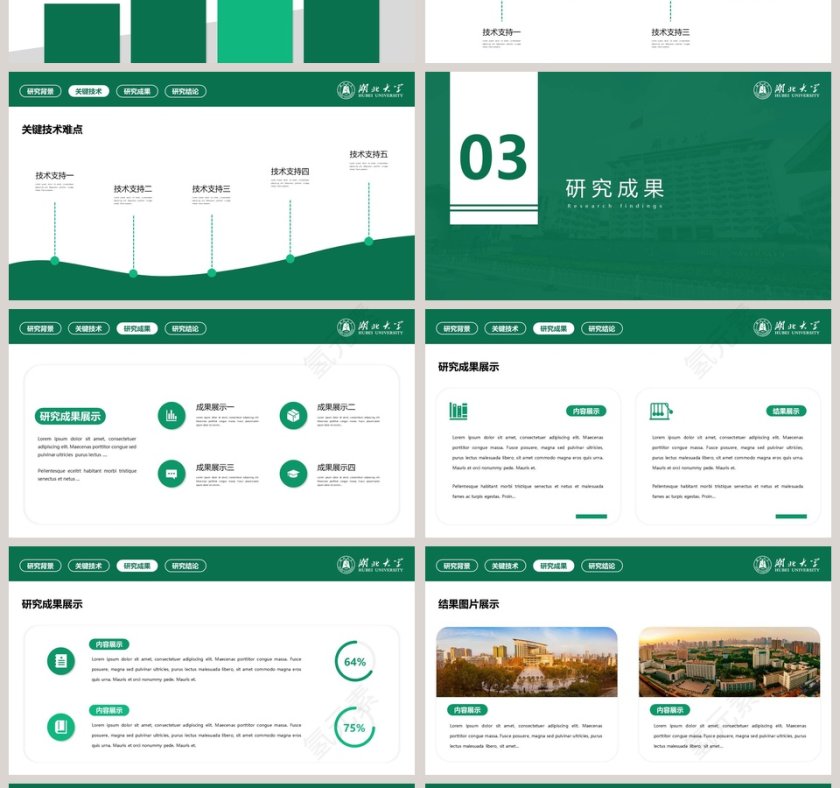 湖北大学答辩通用PPT模板第4张