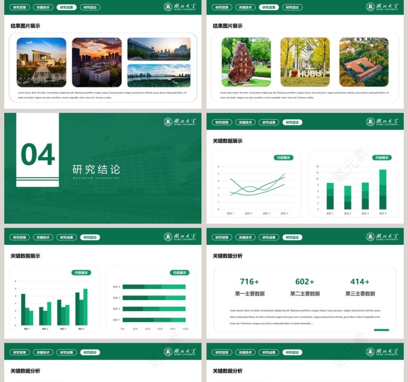 湖北大学答辩通用PPT模板第5张