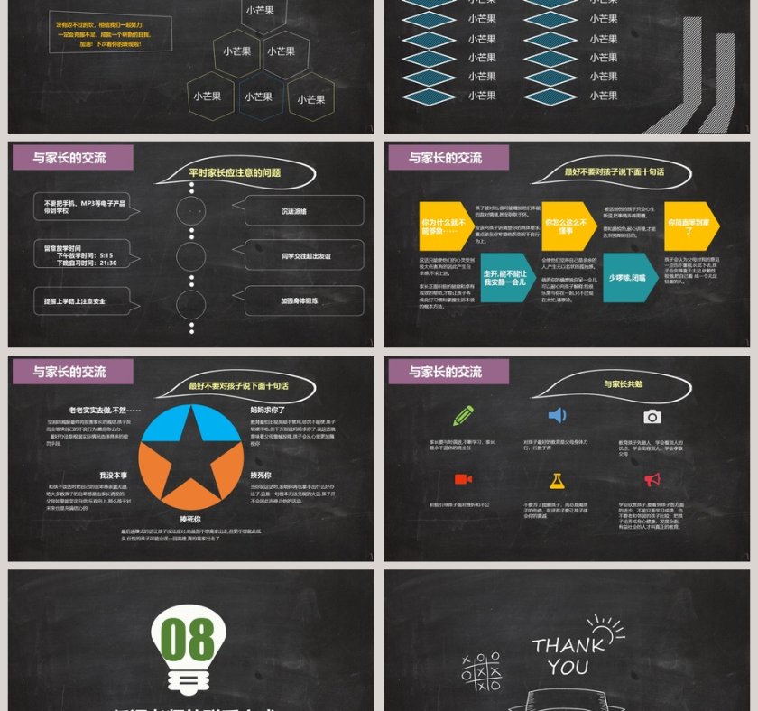 简约清新黑板风家长会PPT模板第6张