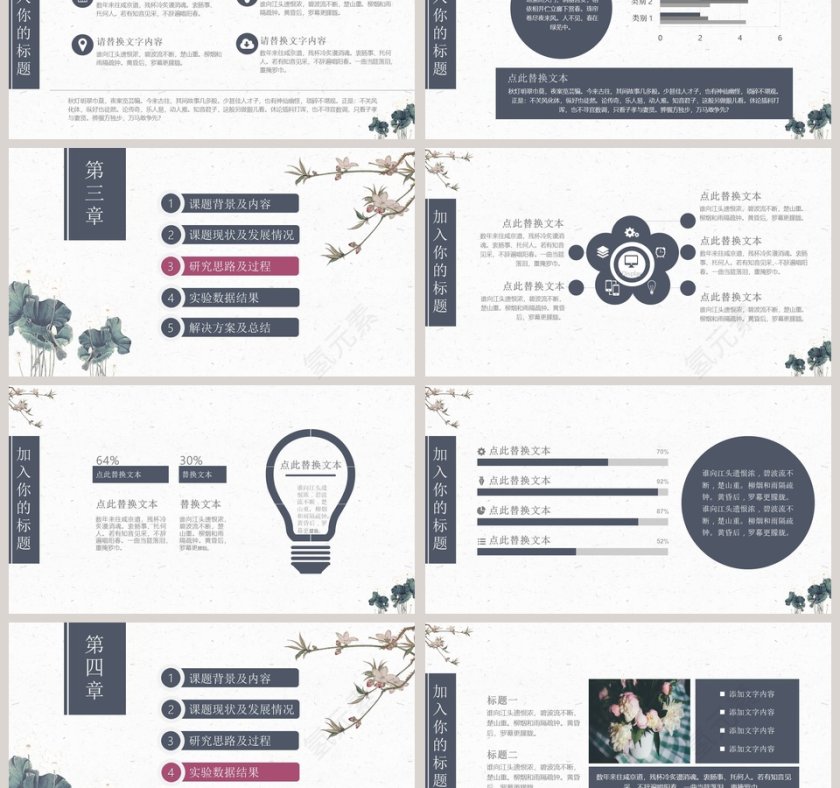 古风简约清新课题论文答辩PPT第3张