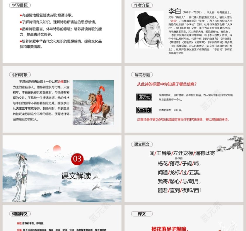 闻王昌龄左迁龙标遥有此寄PPT课件第2张