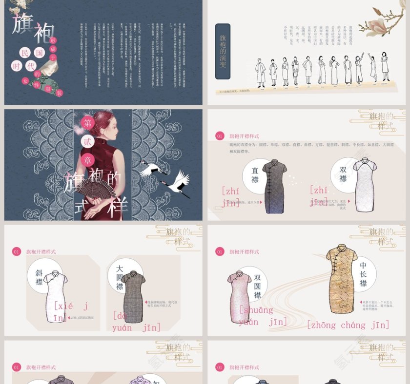 国潮来袭韵味东方旗袍PPT第2张