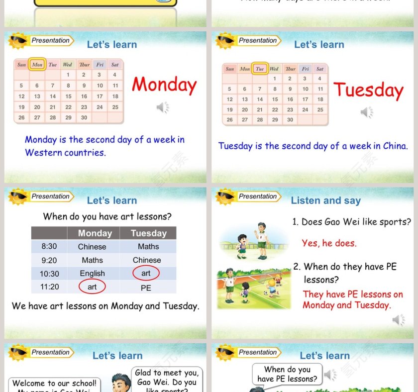 Unit4 There are seven days in a week-人教精通版四年级下册教学ppt课件第2张