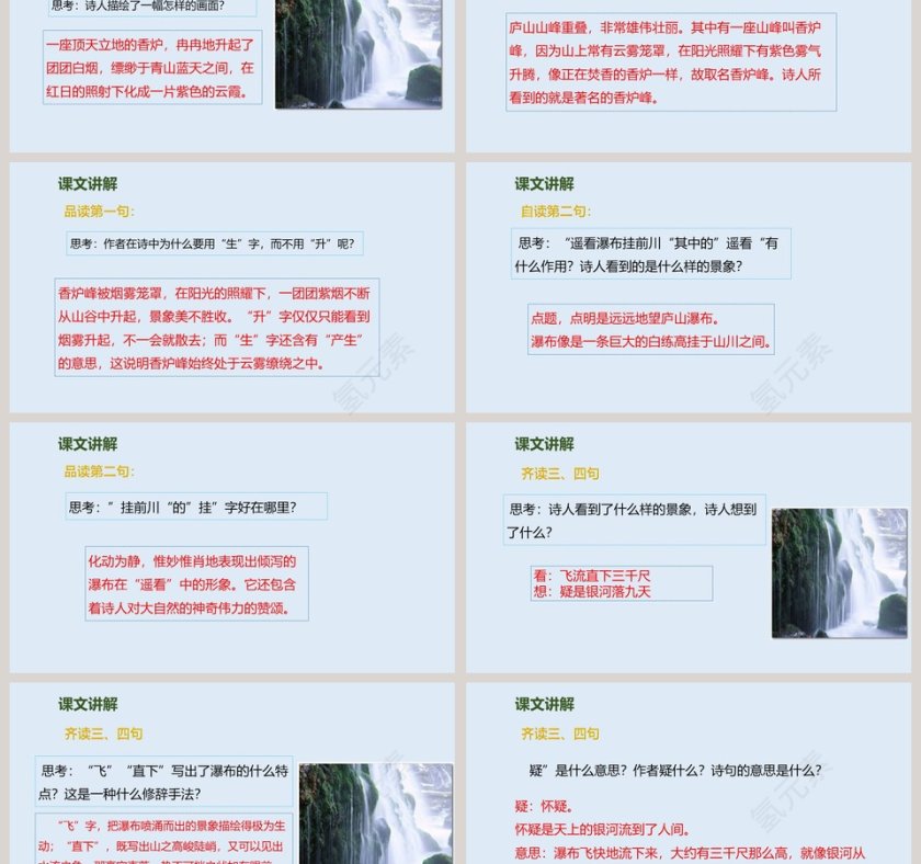人教版小学语文二年级望庐山瀑布PPT课件第3张