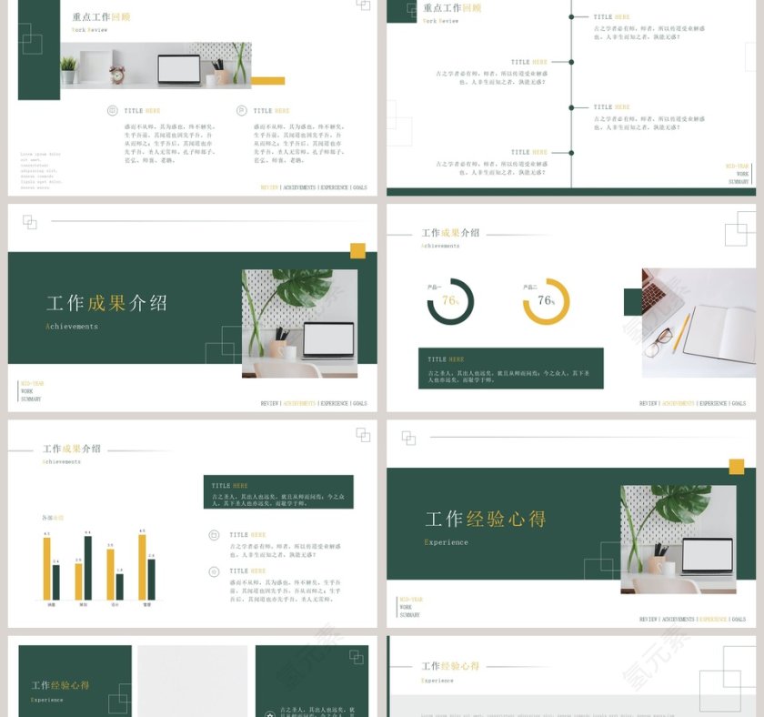 绿色主题年中工作总结汇报PPT模板第2张