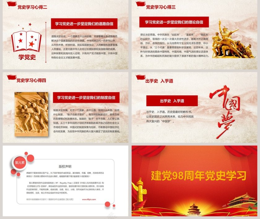 简约大气建党98周年党史学习PPT模板第5张