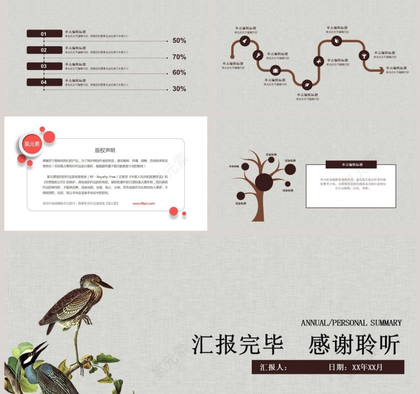 中国风通用年终总结汇报ppt模板第5张