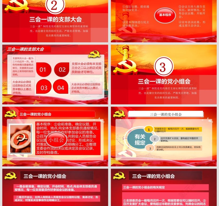 三会一课党课培训课件PPT模板第3张