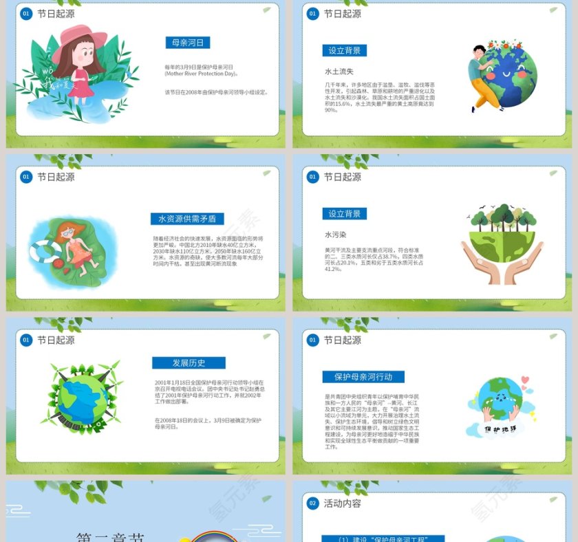 保护母亲河教育主题班会PPT模板第2张