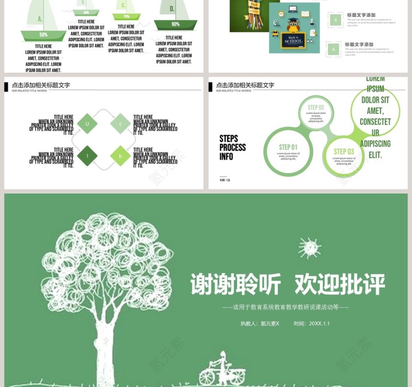 绿色教育教学教师说课PPT模板第6张
