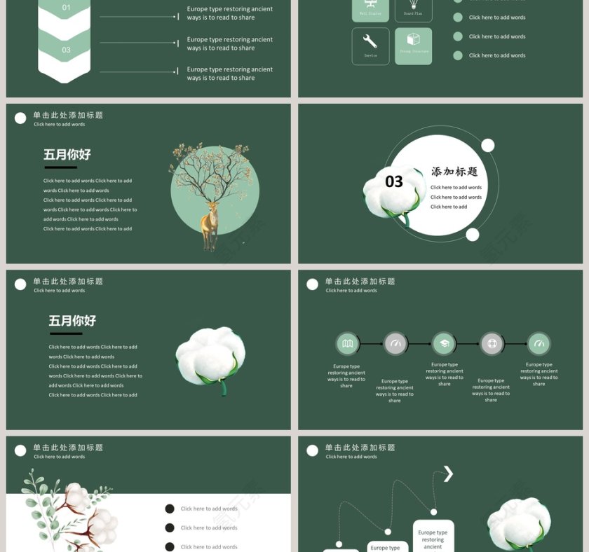 绿色森林文艺模板计划总结PPT第3张