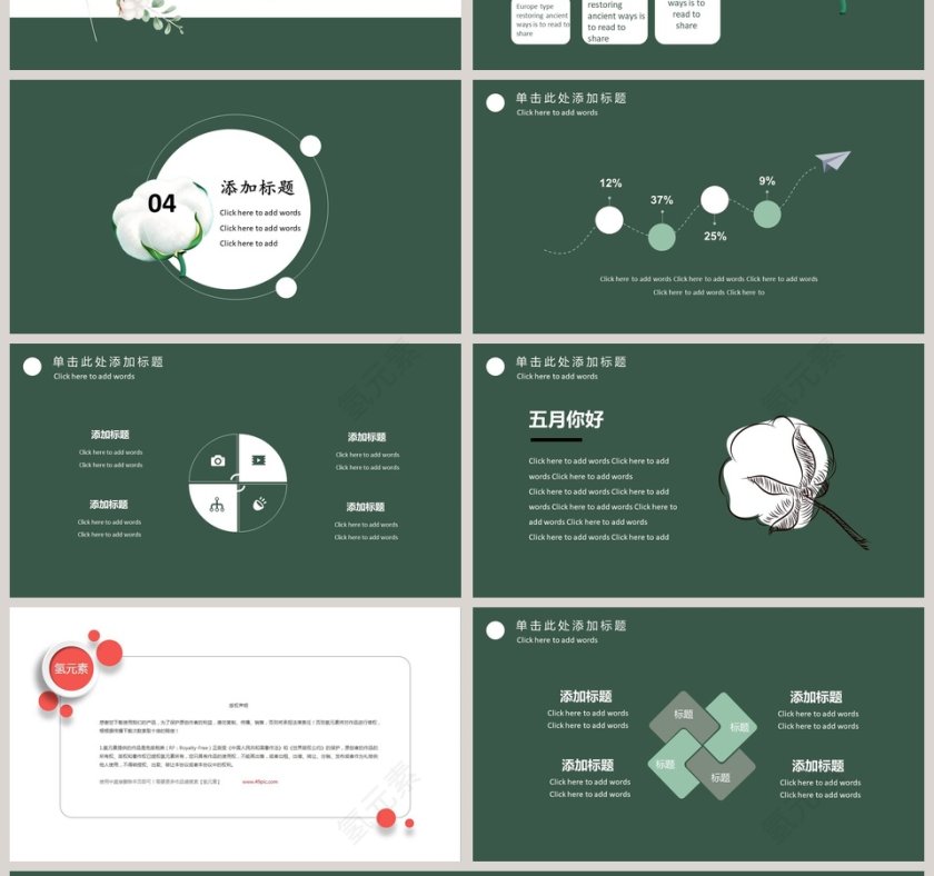绿色森林文艺模板计划总结PPT第4张