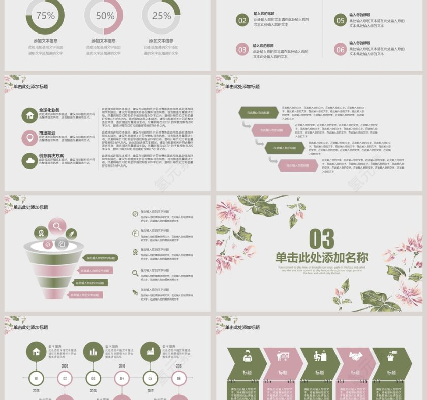 2019时尚花卉简约PPT第3张