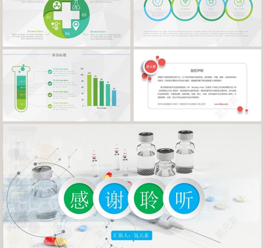 蓝色简约大气医药医疗PPT模板第6张