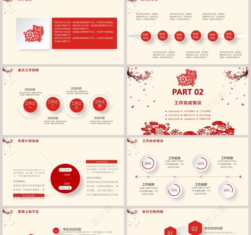 喜庆模板商务汇报告述职工作总结新年计划动态第2张