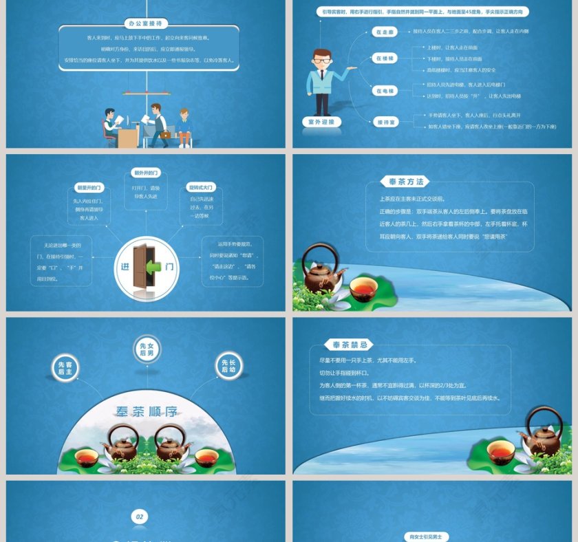 蓝色简约小清新风格礼仪培训PPT第2张