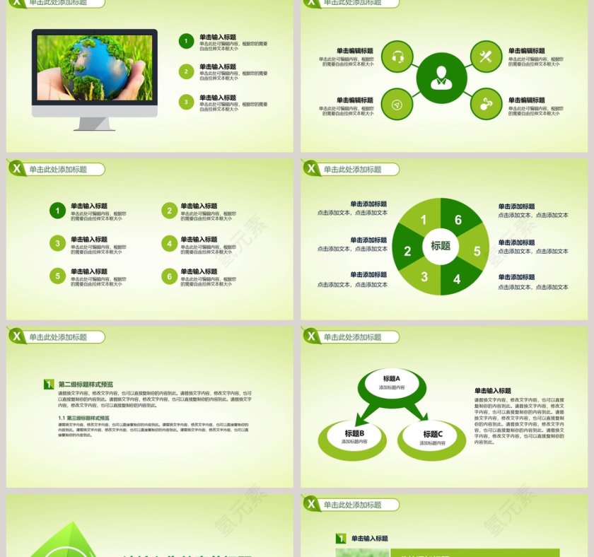 绿色环保能源生态通用模板环保PPT模板  第2张