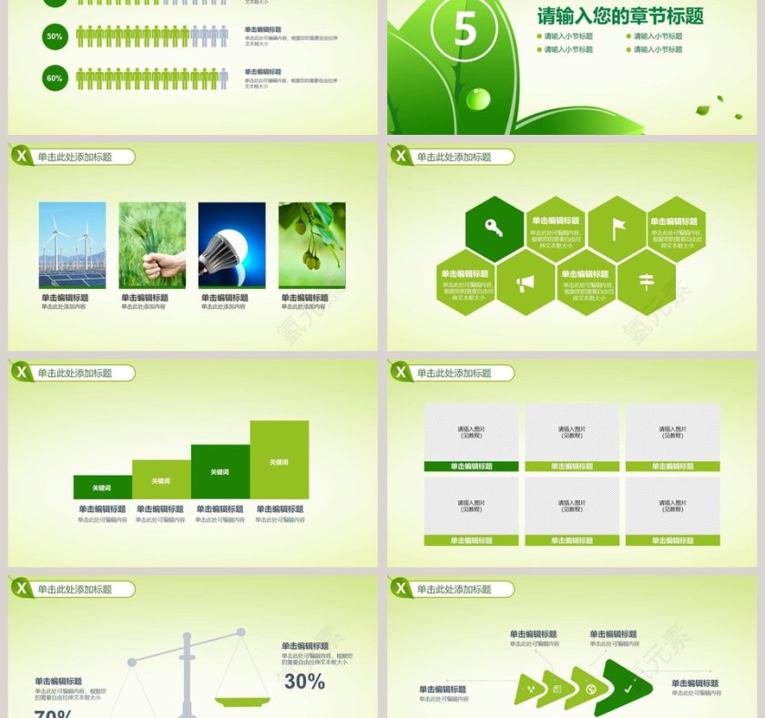 绿色环保能源生态通用模板环保PPT模板  第6张