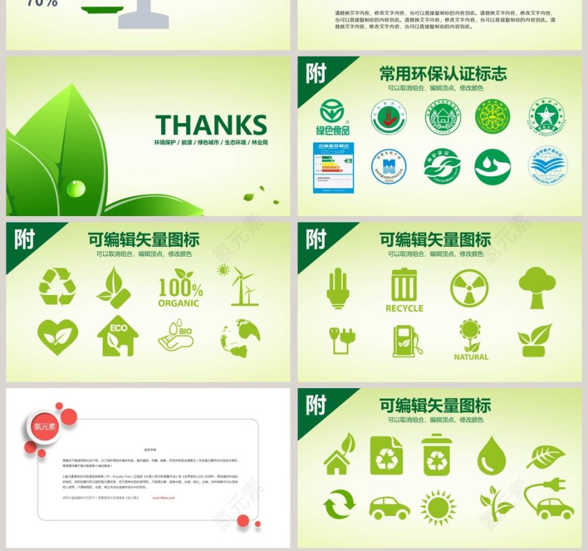 绿色环保能源生态通用模板环保PPT模板  第7张