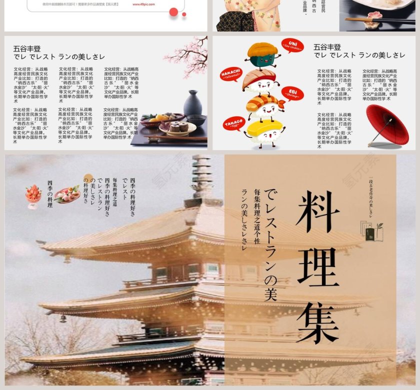 料理集主题日本印象旅游PPT第4张