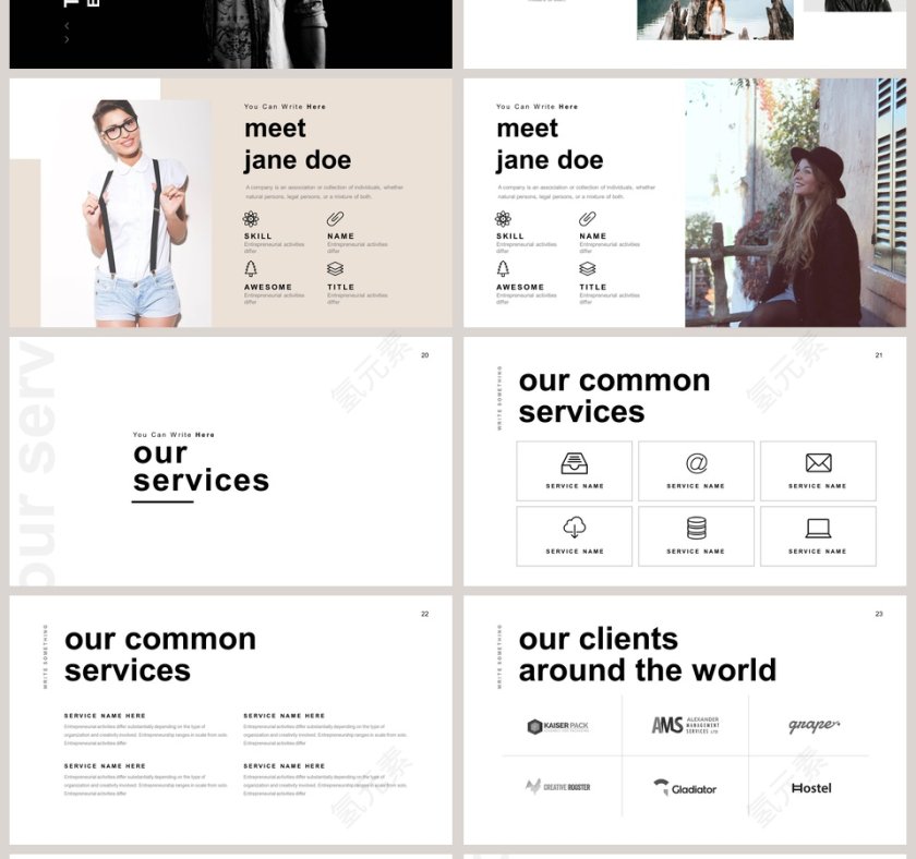 欧美极简PPT欧美风大气排版布局PPT模板  第4张