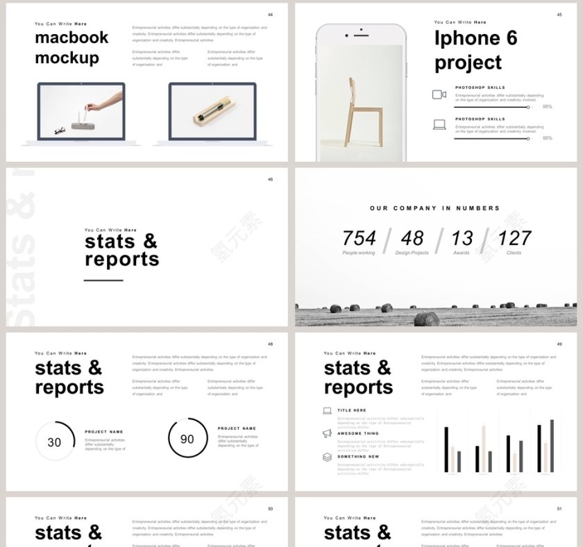 欧美极简PPT欧美风大气排版布局PPT模板  第8张