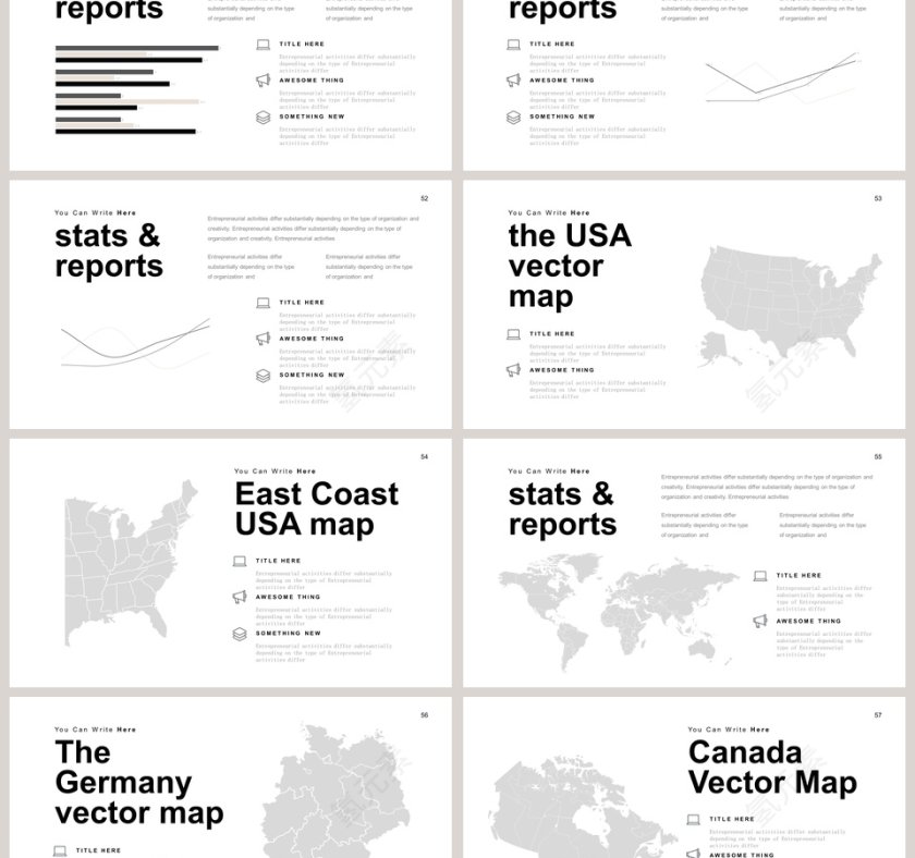 欧美极简PPT欧美风大气排版布局PPT模板  第9张