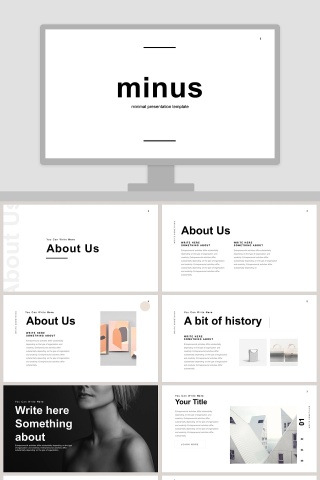 欧美极简PPT欧美风大气排版布局PPT模板  