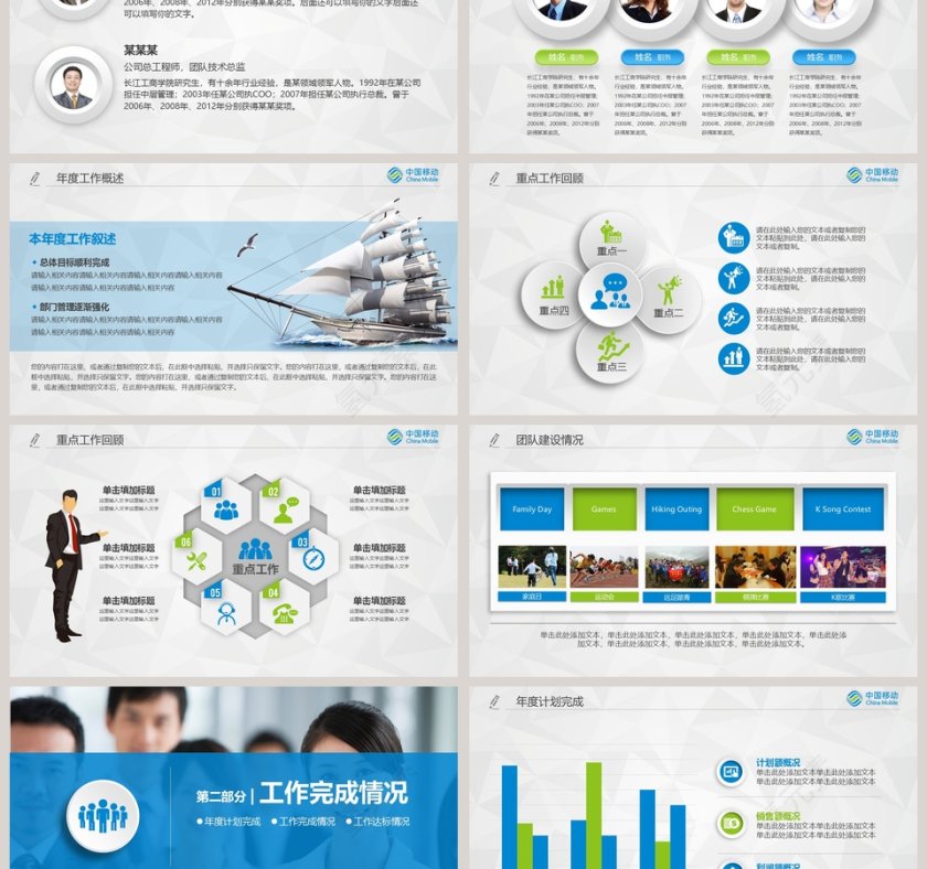 中国移动专用年终总结计划PPT模板第3张