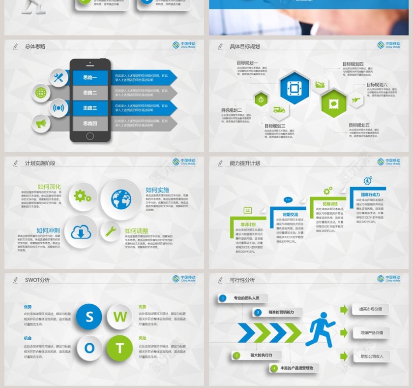 中国移动专用年终总结计划PPT模板第7张