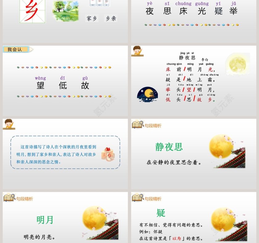 诗词解析一年级语文下册静夜思语文课件PPT第3张