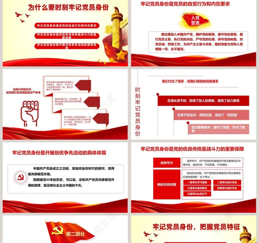牢记党员身份不能忘做新时代合格党员PPT模板第2张