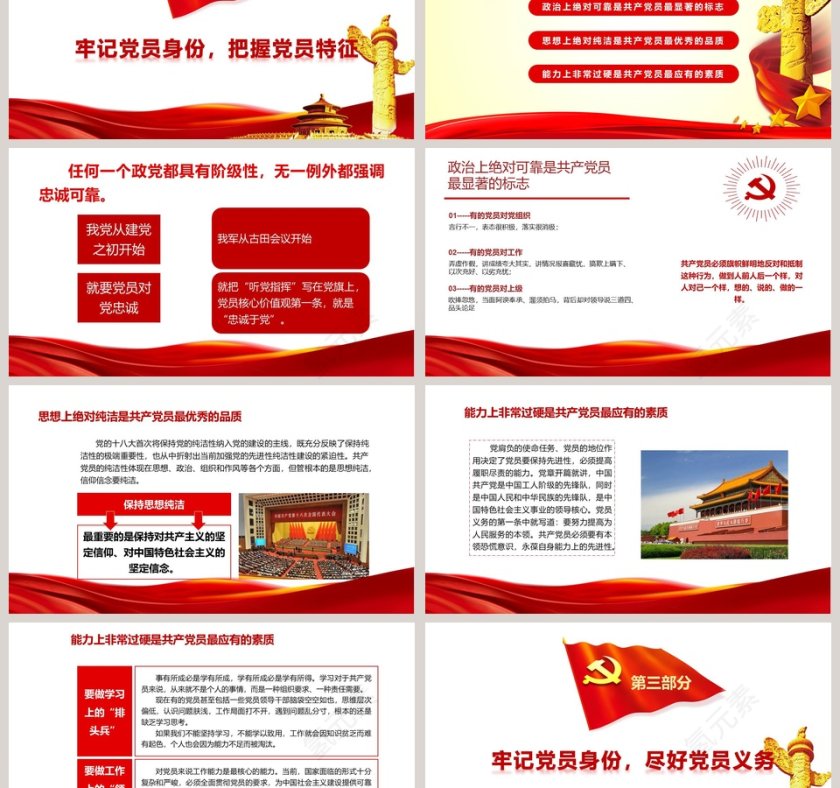 牢记党员身份不能忘做新时代合格党员PPT模板第3张