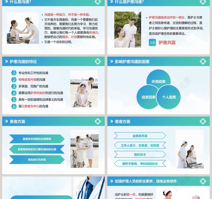 简约清新医患沟通技巧PPT模板第2张