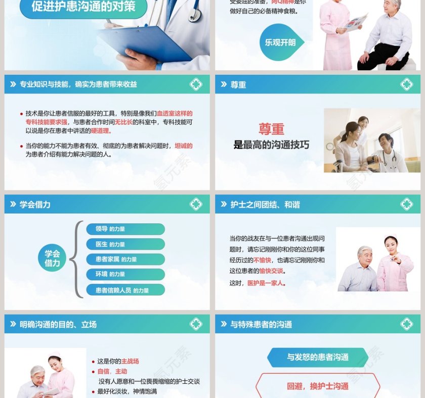 简约清新医患沟通技巧PPT模板第3张