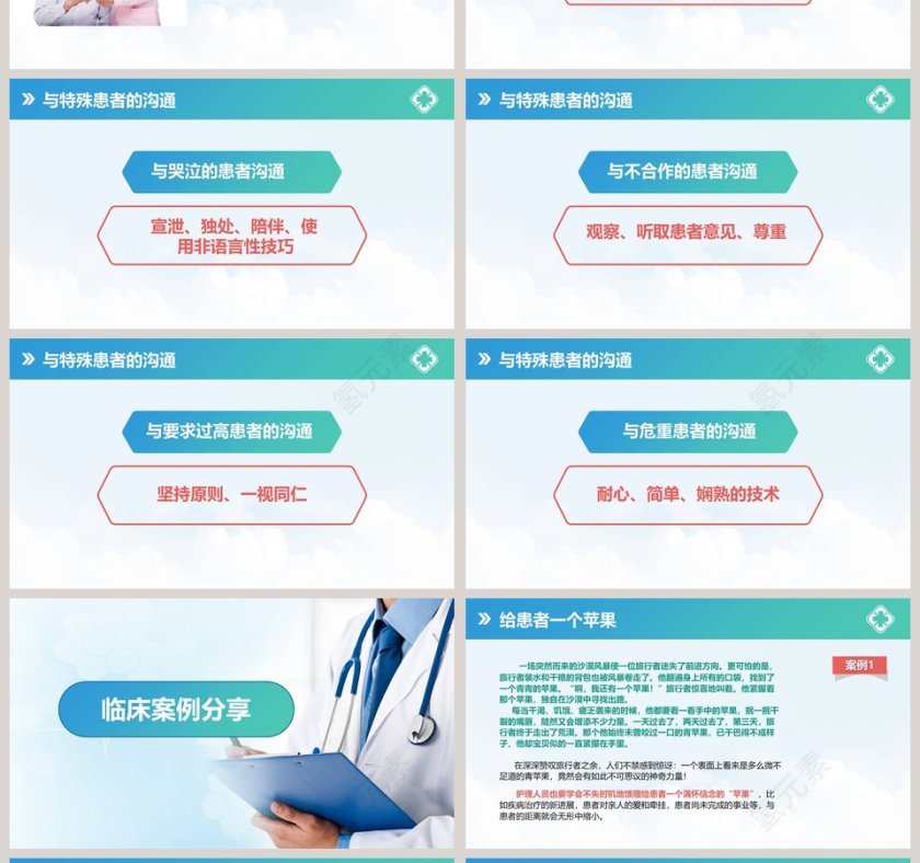 简约清新医患沟通技巧PPT模板第4张
