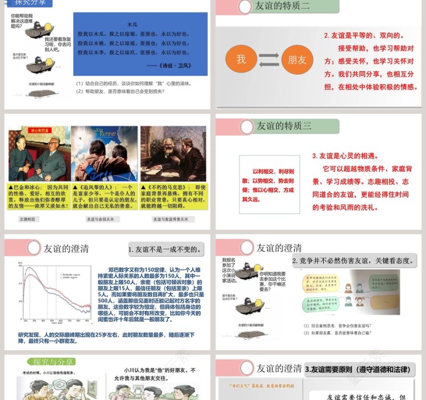 第二框   深深浅浅话友谊的PPT模板设计第2张