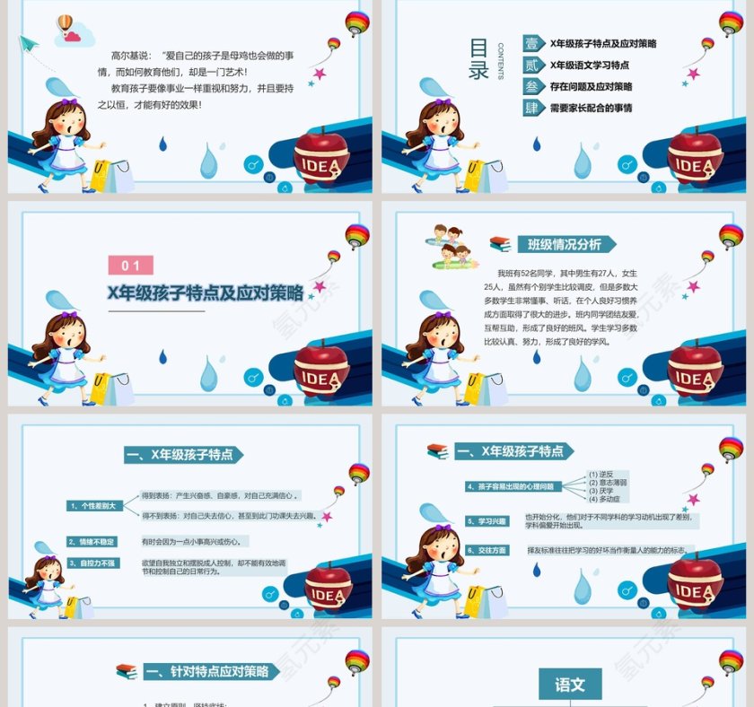 x 年级语文家长会PPT第2张