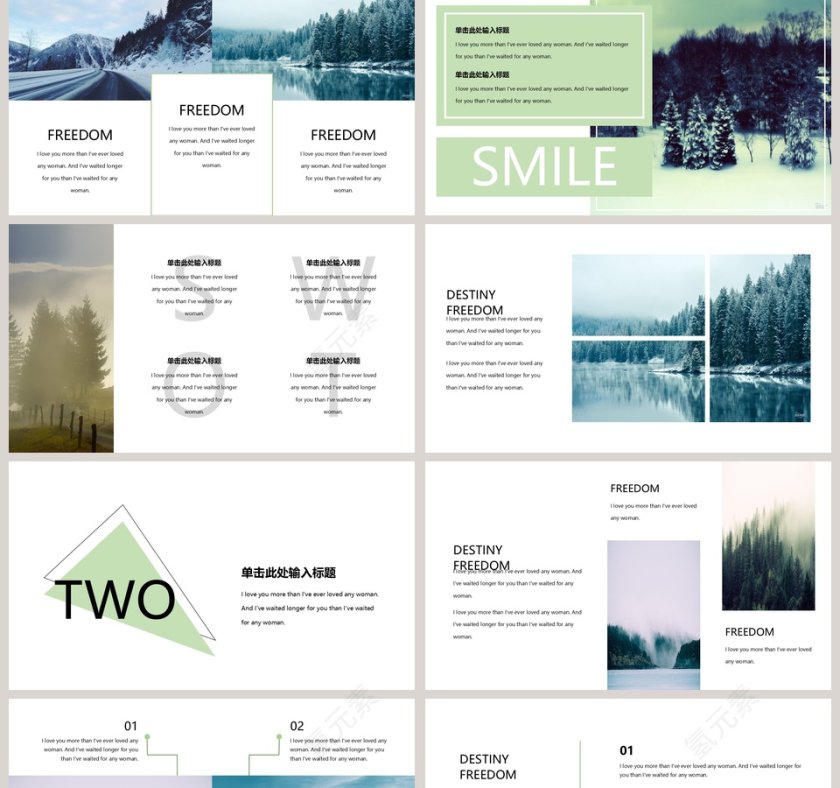 欧美清爽自然风景宣传画册PPT模板第2张