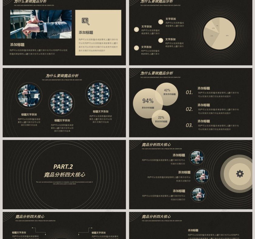 简约黑色大气竞品分析模板第2张
