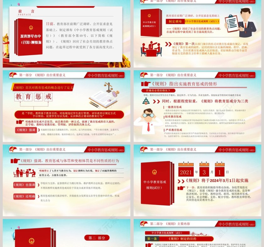 学习解读中小学教育惩戒规则PPT模板第2张