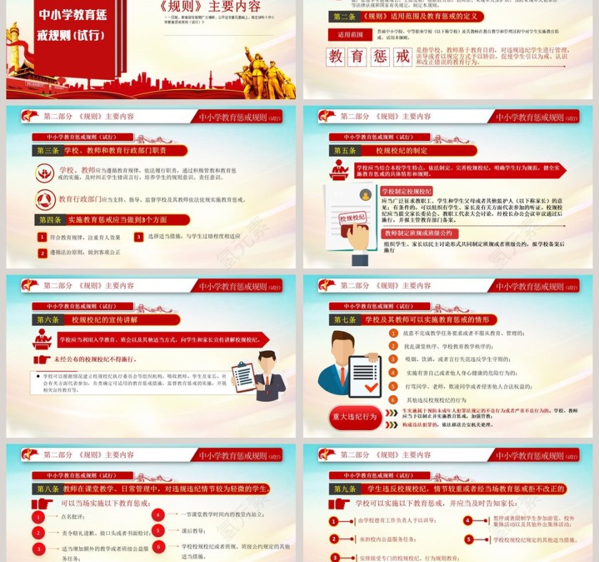 学习解读中小学教育惩戒规则PPT模板第3张