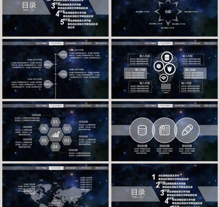 简约大气炫酷宇宙星空科技动态PPT模板第3张