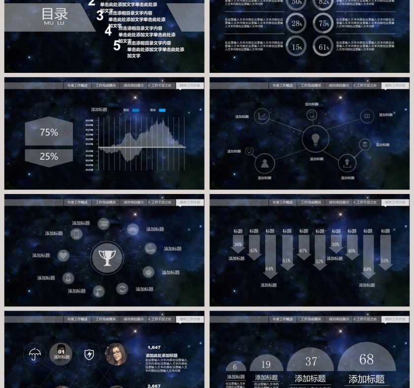 简约大气炫酷宇宙星空科技动态PPT模板第6张