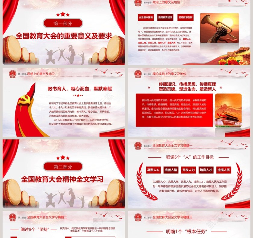 红色简约大气聚焦全国教育大会第2张