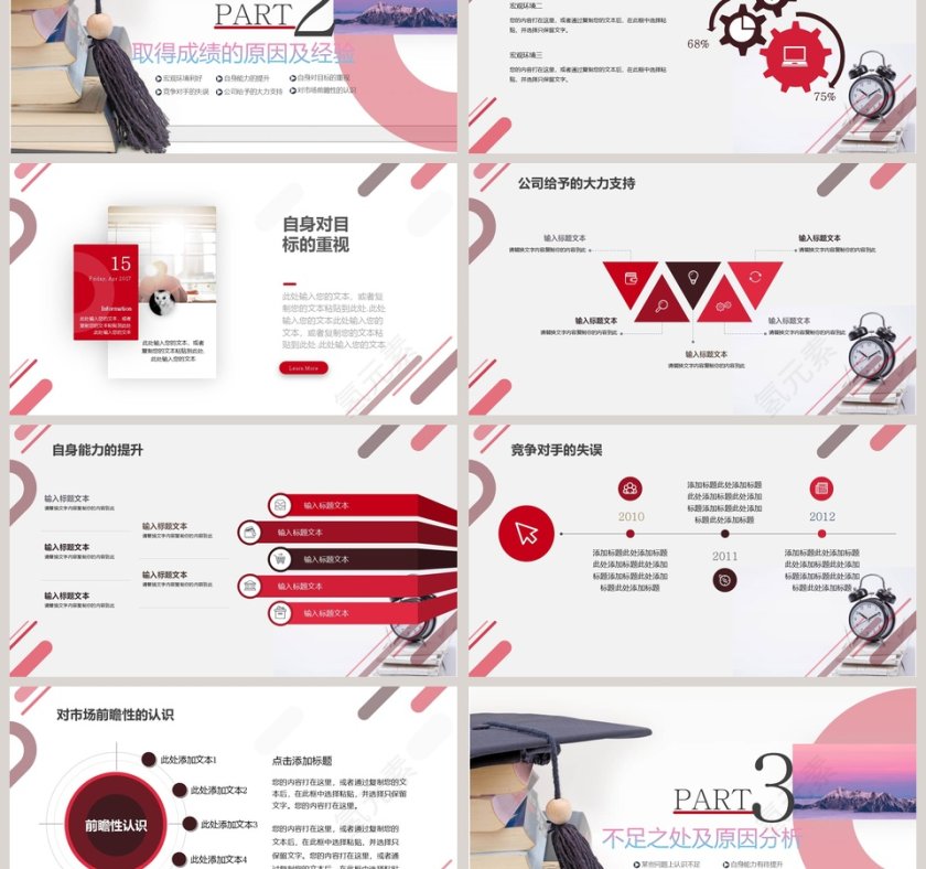 渐变流彩风工作总结述职报告PPT模板干部转正PPT第3张