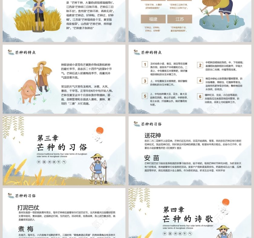 中国传统二十四节气芒种PPT模板第3张